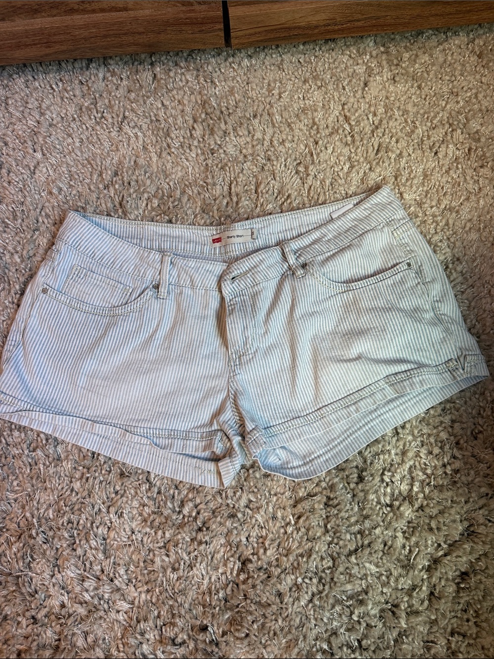 Striped Light Blue Women's Levis Shorts